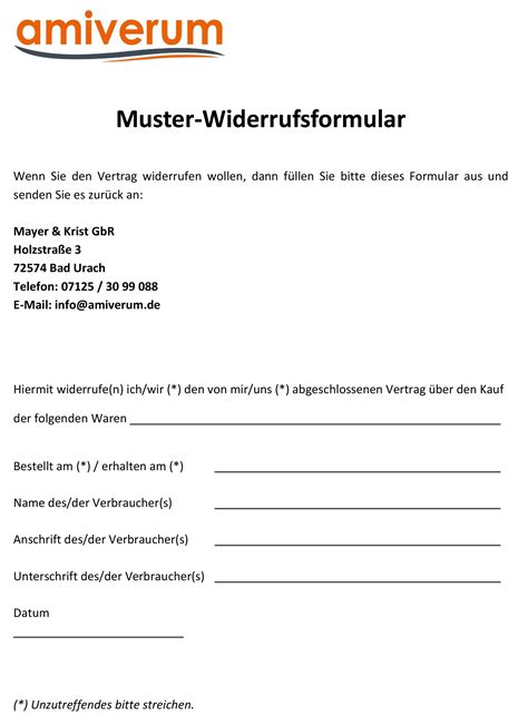 Widerrufsformular .